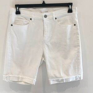 LOFT White Denim Cuffed Bermuda Shorts
